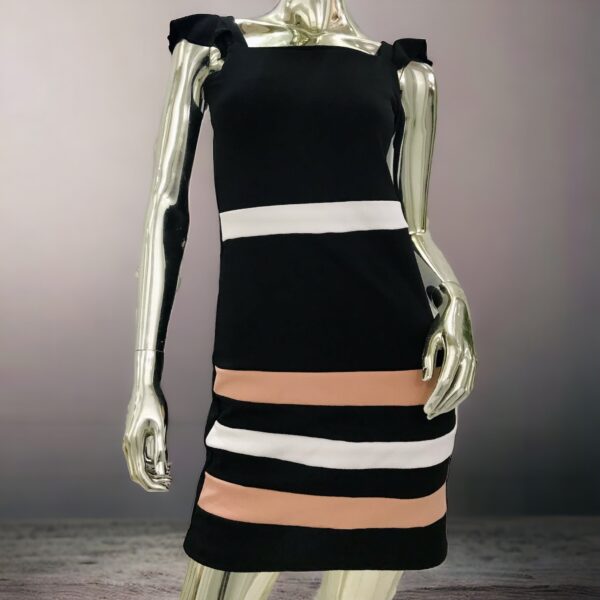Vestido Crepe Decote Quadrado Preto Tam.Unico