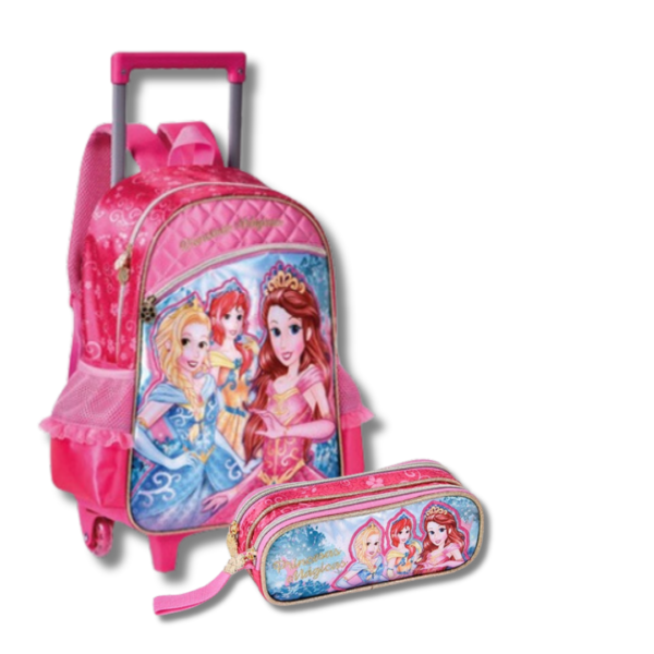 Mochila c/ Rodinhas + Estojo Duplo Princesas Mágicas  Ref.5911 - Ravi