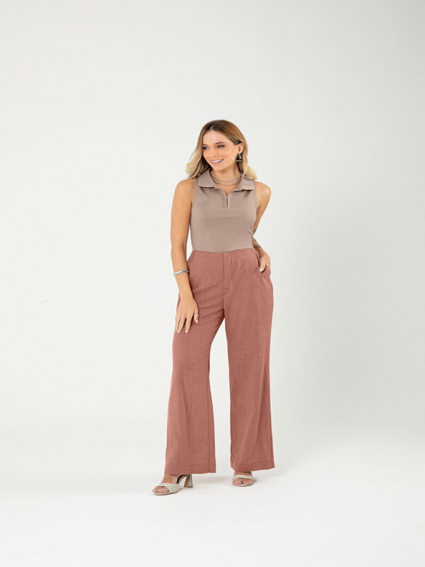 Calça Pantalona Marrom Medio Ref.C50785-8370 - Cativa