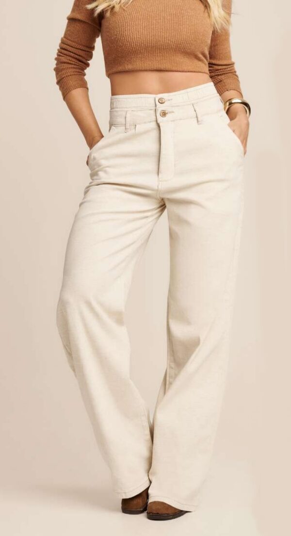 Calça Wide Leg Linho Cós Duplo Ref.11506 - Lottus