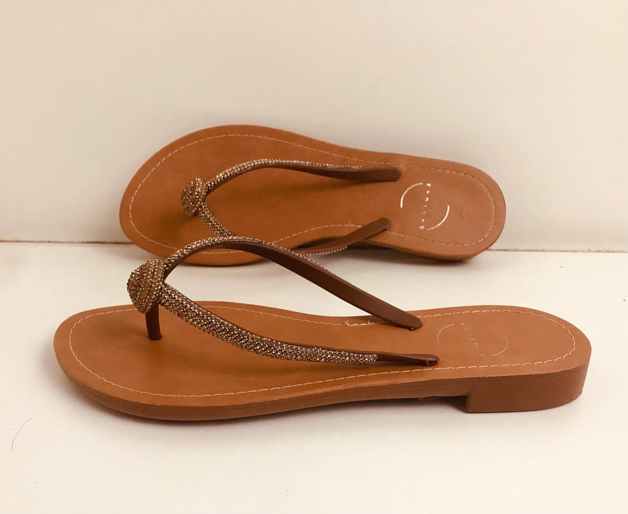 Rasteira Terracota Laura c/Stras L113 - Evoluxe