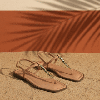 Sandalia Rasteira Bico Quadrado Napa Natural Ref.M3375 - Bourtz